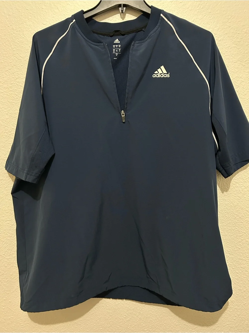 adidas Men’s Navy Swim Rash Guard with White Piping